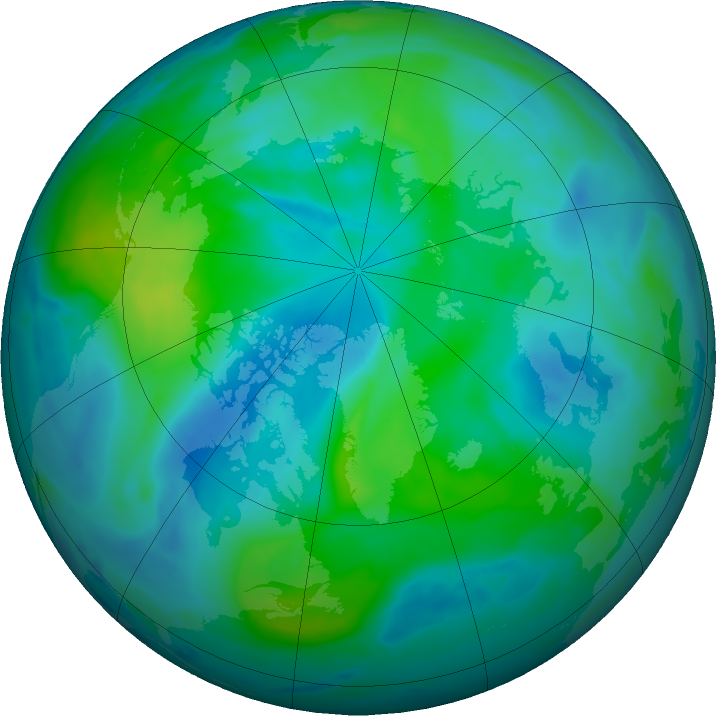 Arctic ozone map for 25 September 2016